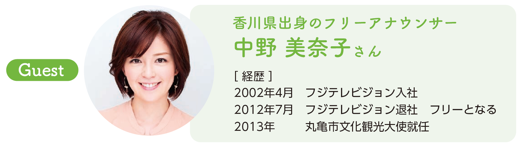 ゲスト紹介（中野美奈子さん）