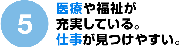 医療や福祉が充実している。仕事が見つけやすい。